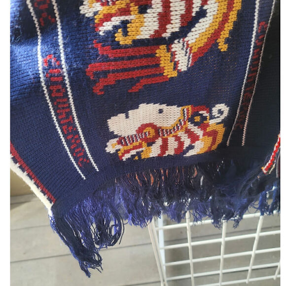 Cuauhtemoc Aztec Emperor Fringe Navy Cardigan Poncho Sweater One Size Fits Most - Picture 5 of 8